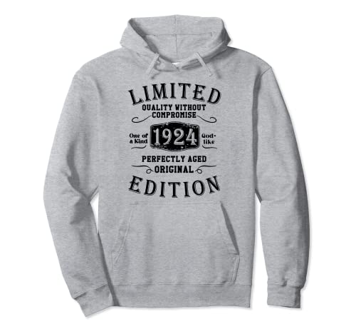Cumpleaños 1924 Edición limitada Regalo Usado Grunge Vintage Sudadera con Capucha
