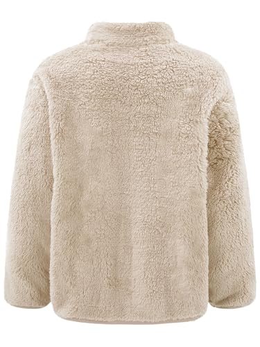 Kids Lightweight Fleece Jacket Coats Long Sleeve Stand Collar Overcoats with Pockets Fall Winter Casual Outwear4