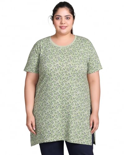 Image of In Love Women's All-Over Printed Cotton Plus Size Longline T-Shirt with Pockets