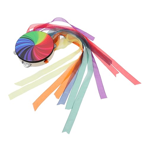 VICASKY Cheerful Party Tambourine Handheld Musical Instrument Hand Drum Props for Dance Games and Music Educati