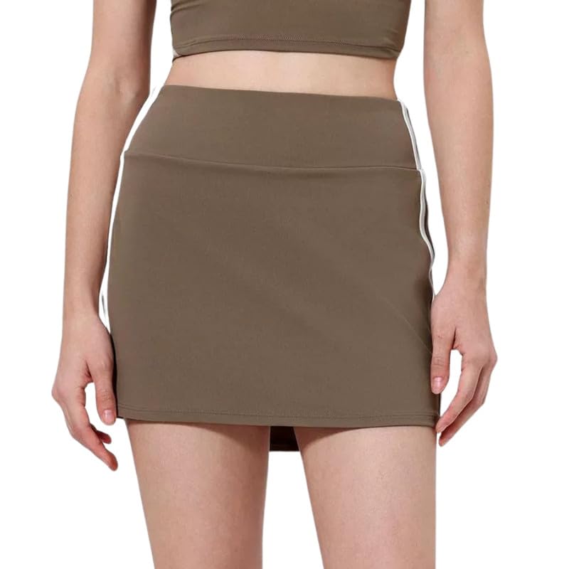 Women's Contrast Color High Waist Sports Skirt 2 in 1 Comfortable Yoga Pants