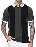 PJ PAUL JONES Mens Retro Polo Shirts Summer Breathable Cotton Tee Shirts for Tennis Dating Black...