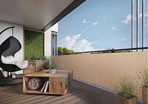 Balkon Sichtschutz Wetterfest 140x1100cm - Blickdichte Zaunblende Für Mehr Privatsphäre Auf Terrasse & Garten, Beige