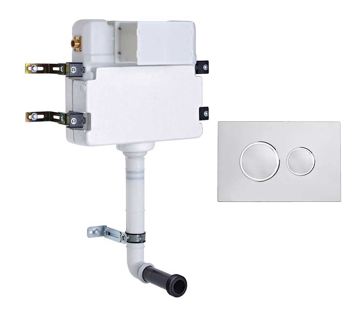 Roper Rhodes Torrent Concealed Dual Flush WC Toilet Cistern + Chrome Flush Plate