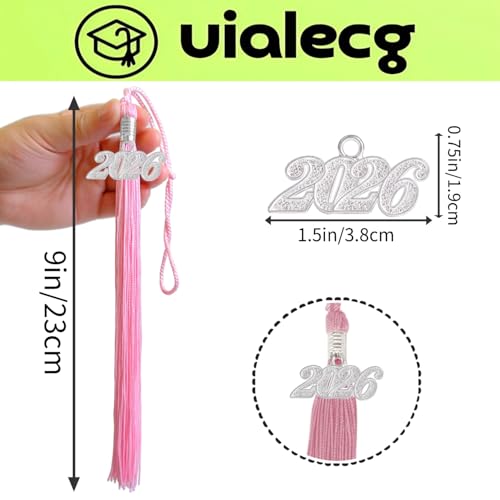 Image of Graduation Tassel 2026 for Grad Cap,Pink Tassel with Silver Charm
