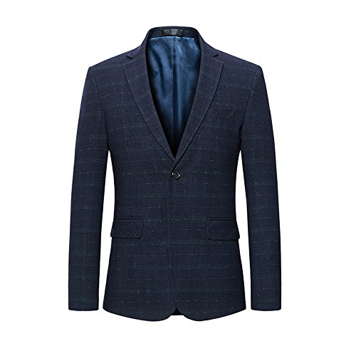 INVACHIMen's Slim Fit Casual Suit Coat Two Button Classic Stripe Blazer Business Suit Jacket