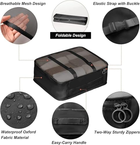 Image of 7 Pcs Travel Organizer Bag Set for Luggage | Waterproof Packing Cubes for Clothes, Shoes & Toiletries | Foldable Travel Storage Bags for Men & Women | Black Travel Pouch Set (BLACK)