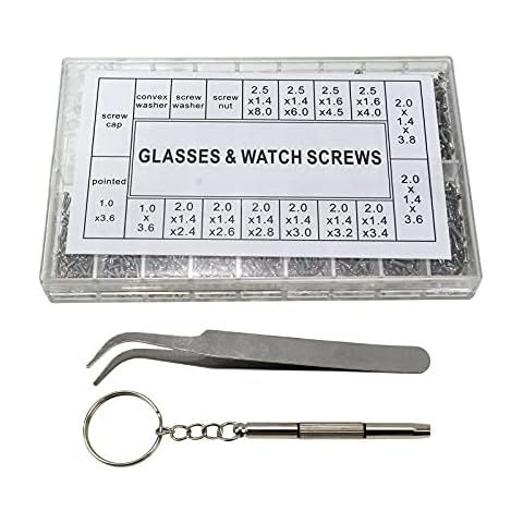 Quluxe Eyeglasses Repair Kit, 1000 Pcs Eyeglass Sunglass Screws in Assorted Size, Stainless Steel Tiny Mini Screws with Micro Screwdriver Tweezer for Glasses, Spectacles, Watch Cover