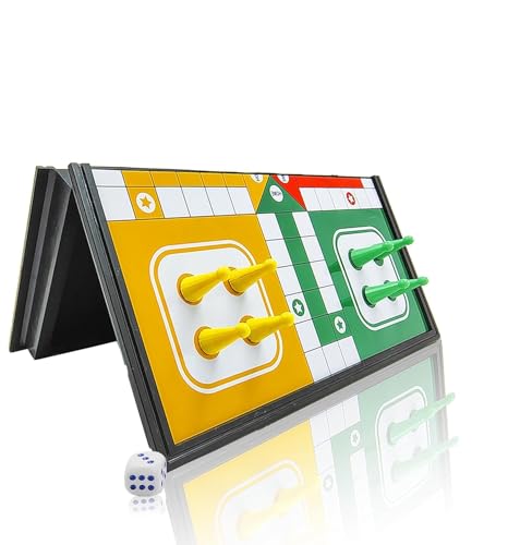 Image of Fun4You Magnetic Ludo Board Game, Portable Folding Strategy Game with Magnetic Pawns and Dice, Travel-Friendly Family Game Night Essential for Ages 3+