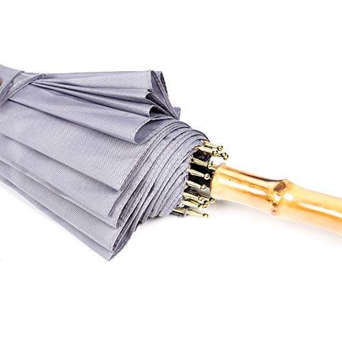 Threeh H-KS08WHITE Bamboo Stick Umbrella Auto Open Solid Color Fashionable And Simple 190T 16 Ribs,Ks08 White thumb #8