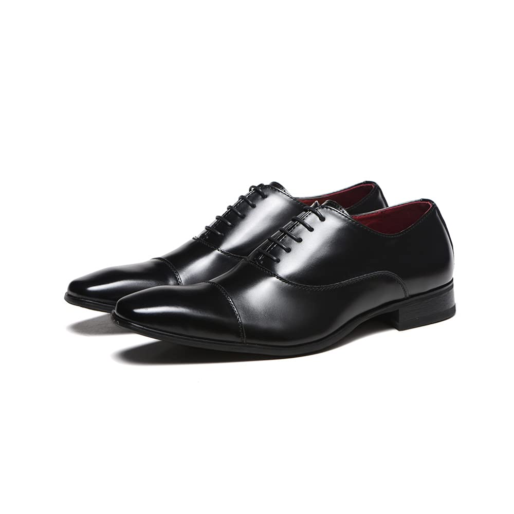 Scarpe eleganti da uomo Stringate Punta quadrata brunita oxford in pelle PU Suola gomma Antiscivolo Low Top Business