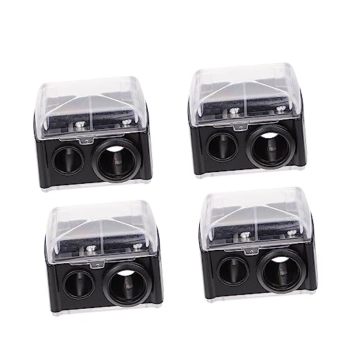 DOITOOL 4pcs Makeup Pencil Sharpener Double Holes Black for Women Lipstick Eyeliner Tool Random Color