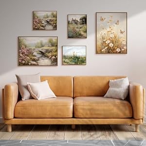 Gardenia art framed butterfly wildflower wall art retro countryside daisy wall picture rustic botanical floral landscape canvas painting for farmhouse bedroom living room aesthetic room decor 8x10inch  urban country home decor