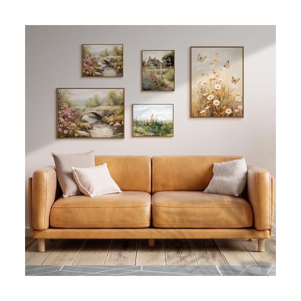 Gardenia art framed butterfly wildflower wall art retro countryside daisy wall picture rustic botanical floral landscape canvas painting for farmhouse bedroom living room aesthetic room decor 8x10inch  urban country home decor