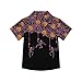 Pink Spider Web Skeleton Black Print Boys Hawaiian Shirts Short Sleeve Cute Summer Beach Button Down Casual Pumpkin Skull Aloha Shirts for Kids Halloween Costume Party