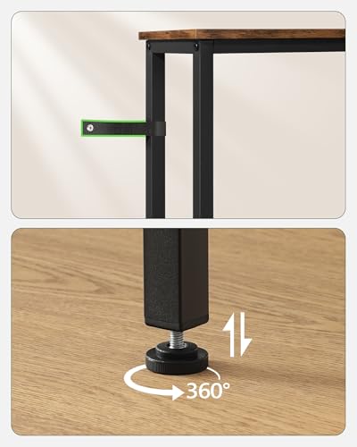 CHOEZON Table de Console de 160 cm, Table d’Entrée avec Station de Charge, Bout de Canapé étroit avec 2 Prises et 2 USB, Style Industriel, pour Salon, entrée, Marron Rustique et Noir DTXG16CBF – vue 5