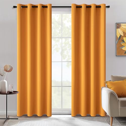 MIULEE Lot de 2 rideaux opaques avec œillets - Jolis rideaux occultants et doux - Pour chambre à coucher et salon - Protection contre le froid - 140 x 215 cm...