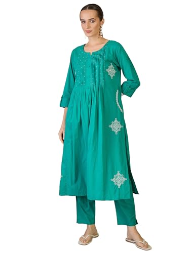 Image of INDO ERA Women's Cotton Ethnic Co-Ord Set | Kurta Pant Set | Stylish Cotton Suit Set for Women,11685 | Co Ord Set For Women Stylish |