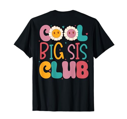 Cool Big Sis Club Retro Groovy Floral Big Sister auf der Rückseite T-Shirt