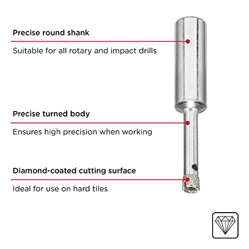 kwb Diamond Hole Saw diameter 5 Mm With Diamond-Coated Cutting Surface, High Precision, Large Material Ejection and Round Shank - Image 2