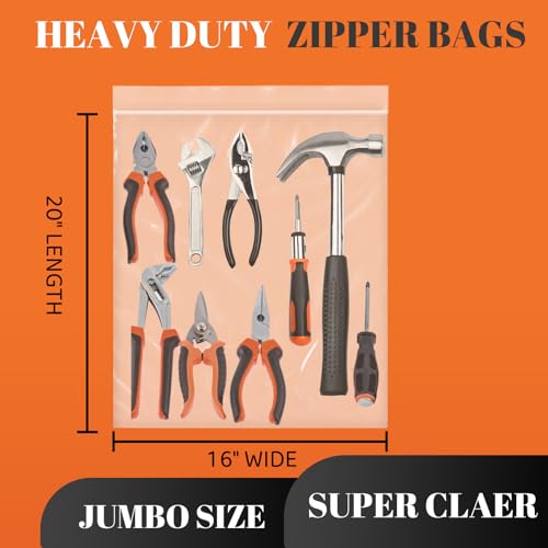 Heavy Duty Zipper Bags 16" x 20", Storage Bags 12PCS, Double Thick 8 Mil by Yileffu - Used condition - Image 2