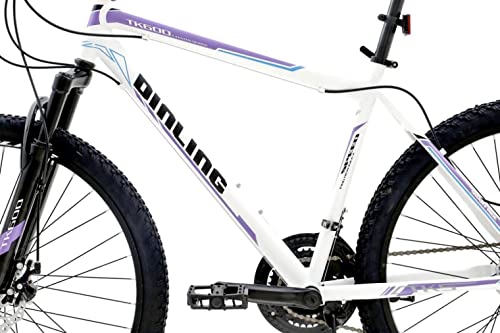 Poruimin Adult Comfort Hybrid Bike, Shimano 21-Speed Mountain Bicycles For Men And Women, 26 Inch City Commuting Bike With Front Suspension And Disc Brakes, Adult Mtb Bicycle (White Purple) #TOP3