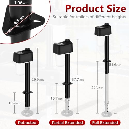 Image of 7600LBS Electric Trailer Jack with 2pcs Remote Control, IP65 Waterproof RV A-Frame Tongue Jack with Built-in Spirit Level for RVs & Travel Trailers, 9.8-31.5 inch Extended with Manual Crank Handle