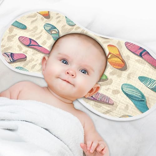 JUZIHAI 1Pack Beach Slippers Baby Burp Cloths Soft Cotton Burp Rags,Super Absorbent Burp Cloth Bag for Newborn Baby Boys/Girls 6