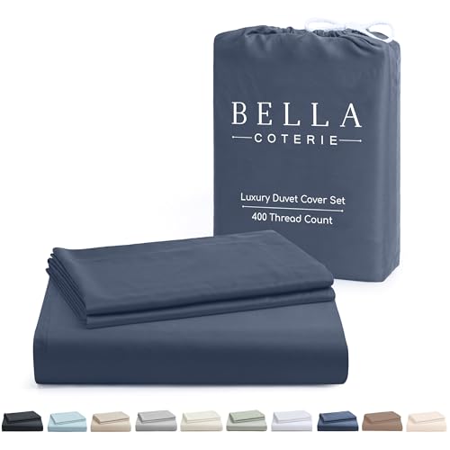 Bella Coterie Luxury Bamboo Viscose King Size Duvet Cover Set | 100% Organically Grown | Corner Ties | Ultra Soft | Cooling | Two Pillow Shams | 106 x 94 | No Insert [Slate Blue]