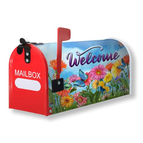 Image of Spring Summer Colorful Flowers Mailbox Covers Magnetic Large Size 25.5 inchx21 inch Welcome Beautiful Flowers Mailbox Cover Wraps Post Letter Box Cover Holiday Mailbox Decoration Decor for Outside Garden Yard