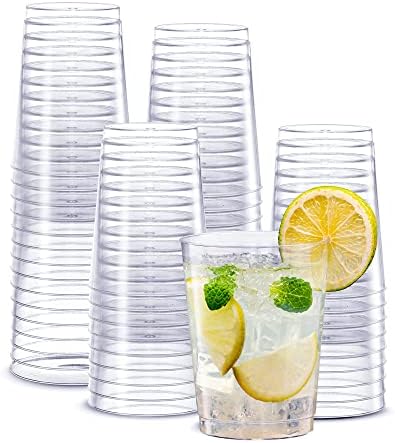 Comfy Package Clear Hard Plastic Cups/Tumblers [10 oz. - 200 Count] Small Disposable Party Cocktail Glasses