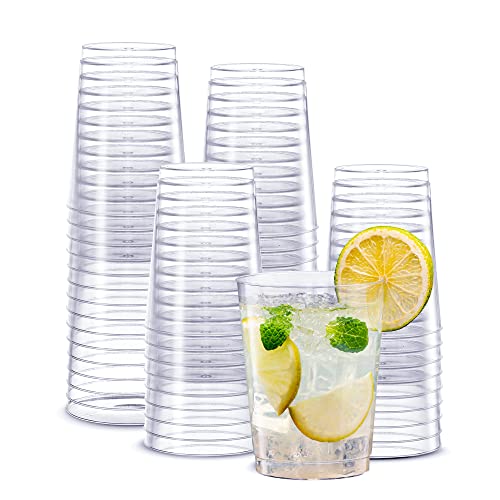SETUP Clear Hard Plastic Cups/Tumblers [10 oz. - 200 Count] Small Disposable Party Cocktail Glasses by SETUP - Used condition - US$21.17