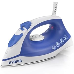 Utopia Home Steam Iron for Clothes – Non-Stick Soleplate – 1200W Clothes Iron – Textile Iron 2.3 meter Long Cord Adjustable Thermostat Control, Overheat Safety Protection & Variable Steam Control Blue