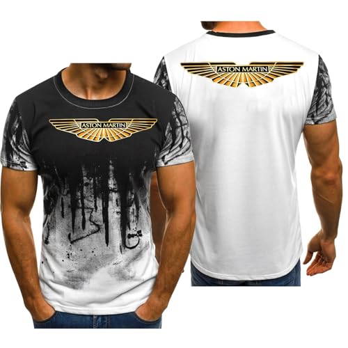 Tee Shirt Col Rond pour Homme A.s.t.o.n M.a.r_tin,T-Shirt à Séchage Rapide pour Fitness,Vetement Confortable pour Gym, Regular Fit(White,M)