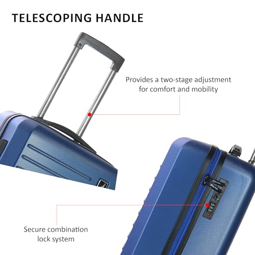 Image of Nautica Trolley Luggage Bag 20 inches - Lightweight | ABS Hardshell Material|Trolley with 4 Spinner Wheels and Resetable Combination Lock | Unisex | Small Cabin Trolley Bag for Men & Women, Navy Blue