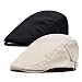 Qossi 2 Pack Men's Cotton Flat Cap Ivy Gatsby Newsboy Hunting Driving Hat