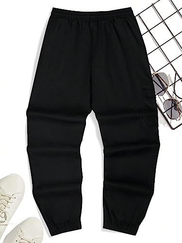 OYOANGLE Men's Colorblock Drawstring Waist Flap Pocket Streetwear Cargo Jogger Pants2