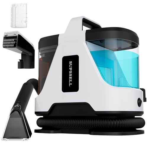 Carpet Spot Cleaner, Portable Deep Cleaner with,Clean Up Spills & Pet Messes from Carpets, Stairs, Upholstery & Car Seats | Self Cleaning Function,Includes 2 Brushes, Extension Hose (White)