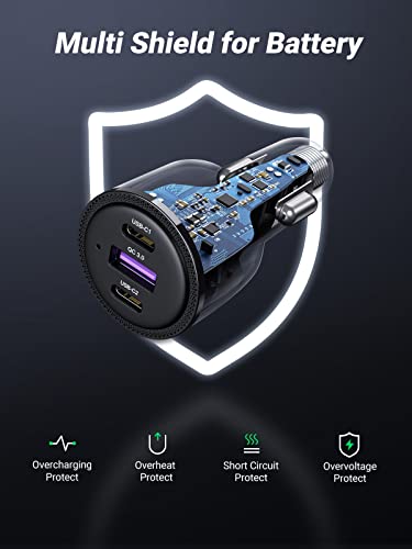 UGREEN Carregador de carro USB C de 69 W, PD 65 W e PD 20 W e SCP 22,5 W/QC 18 W carregador de carro