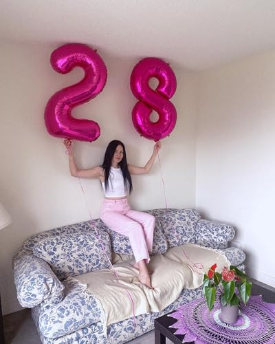 Image of Hot Pink Number 8 Balloon 40 Inch, 8th Birthday Party Decorations, Giant 8 Foil Balloon for Party Supplies