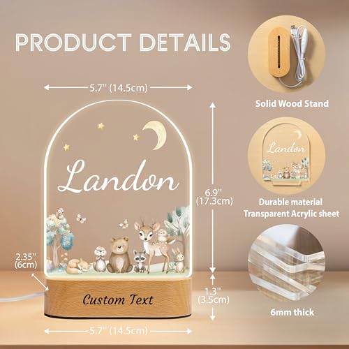 Lámpara de noche personalizada con acrílico y base de madera miniatura 5