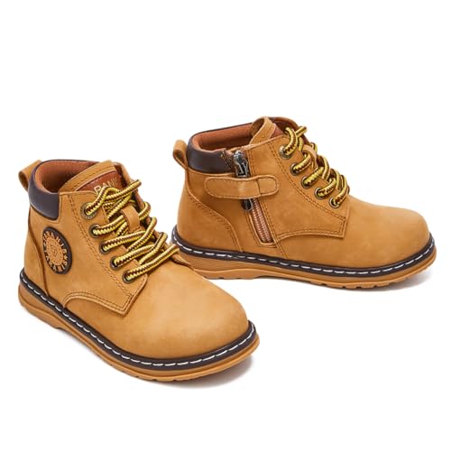 Boys Girls Boots Waterproof Lace Up Side Zipper Mid Calf Combat Boots4