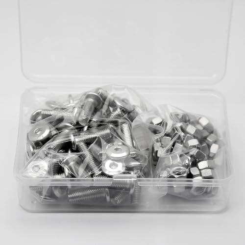 (50 pcs) M5 x 16mm Flat Round Hexagon Socket Head Screws Bolts and Nuts Set 304 Stainless Steel 18-8, Farbe: silber - Image 3