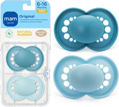 MAM Original Matte Baby Pacifier, Natural Latex Nipple, 6-16 Month (2 Count) (Pack of 12)