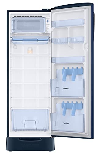 Image of Samsung 246L 3 Star Inverter Direct-Cool Single Door Refrigerator Appliance (RR26C3893CU /HL,Camellia Blue) Base Stand Drawer
