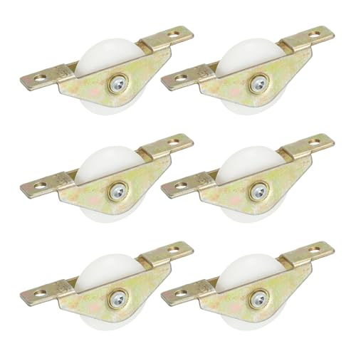 PATIKIL 30mm Sliding Door Nylon Pulley, 6 Pcs Furniture Roller Wheels 5mm Hole Distance for Screen Door Wardrobe Cupboard Closet, Yellow