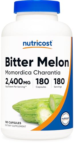 Nutricost Bitter Melon 600mg (2,400mg Equivalent), 180 Capsules - Gluten Free, Non-GMO