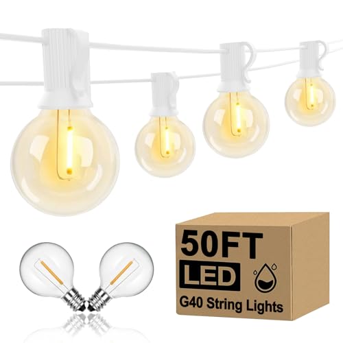 Goothy 50Ft Outdoor LED String Lights with 52 Shatterproof G40