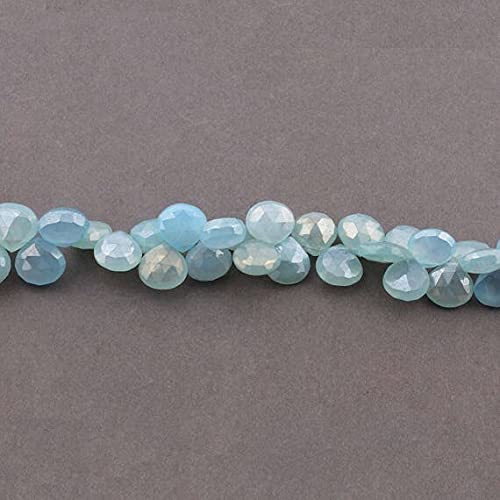 Calcédoine bleue en cœurs facetés 12mm pour création de bijoux uniques