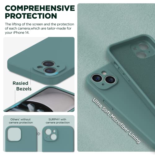SURPHY iPhone14用ケース シリコン,フィルム付き 6.1インチ対応(2022) あいふぉん14用シリコンケース （レンズの全面保護） 耐衝撃 超軽量 指紋防止 全面保護 iPhone14用ソフトカバー (サボテングリーン)